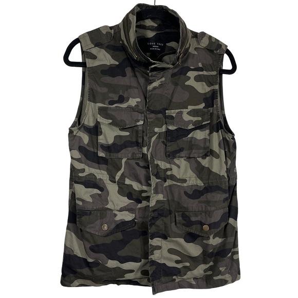 Love Tree Women's Medium Utility Vest Camouflage‎ Snap Button Drawstring - Picture 1 of 7